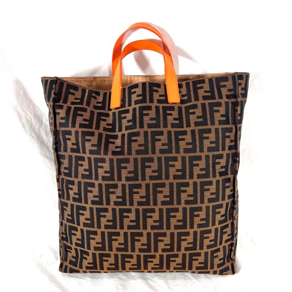 FENDI Special Shopping Tote Shopper Bag Tobacco Zucca Bag Made in Italy